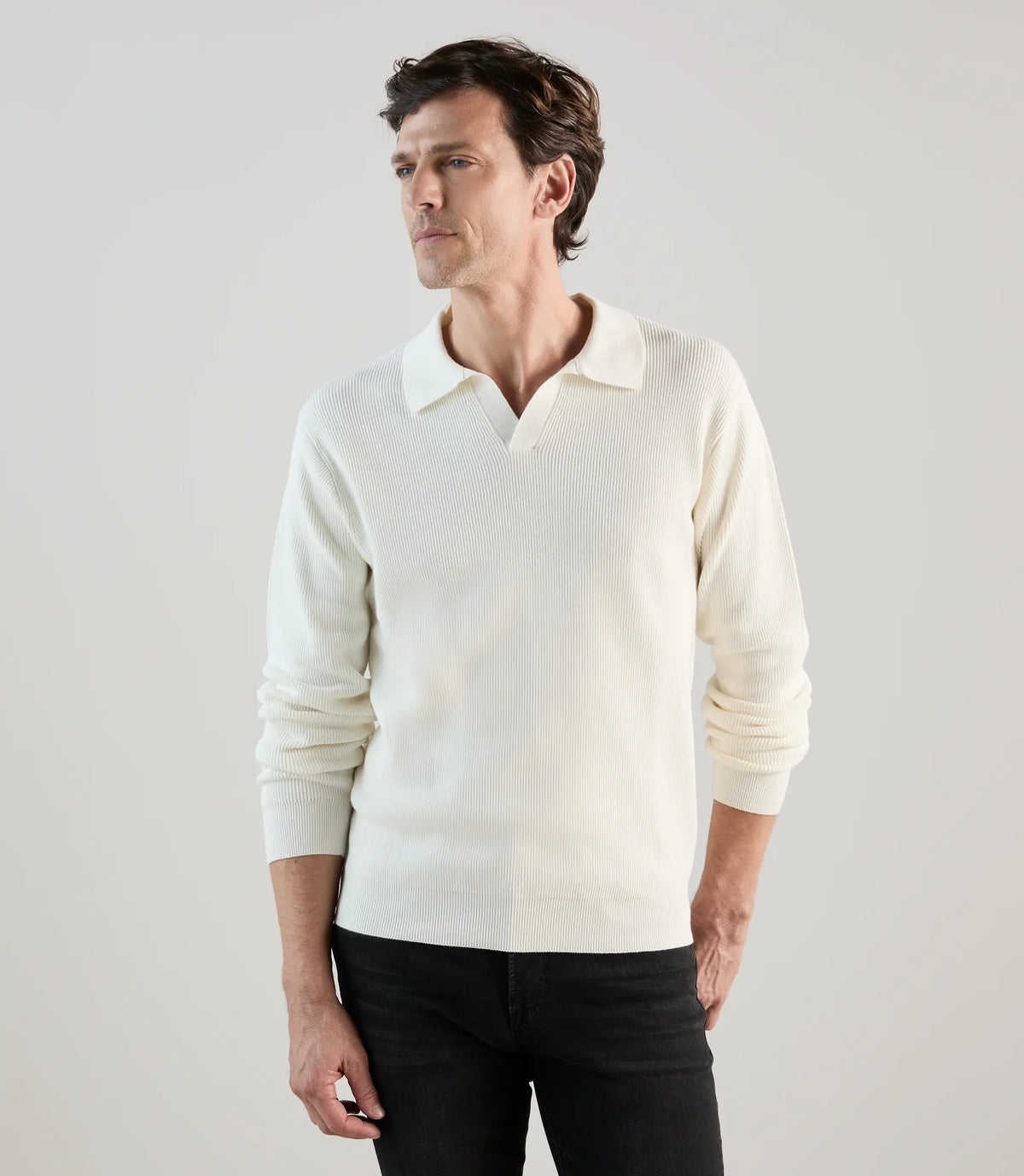 Pull col polo ecru - IZAC