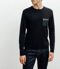 Pull manches longues col rond en maille noir - IZAC