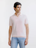 Polo col ouvert en maille rose clair - IZAC