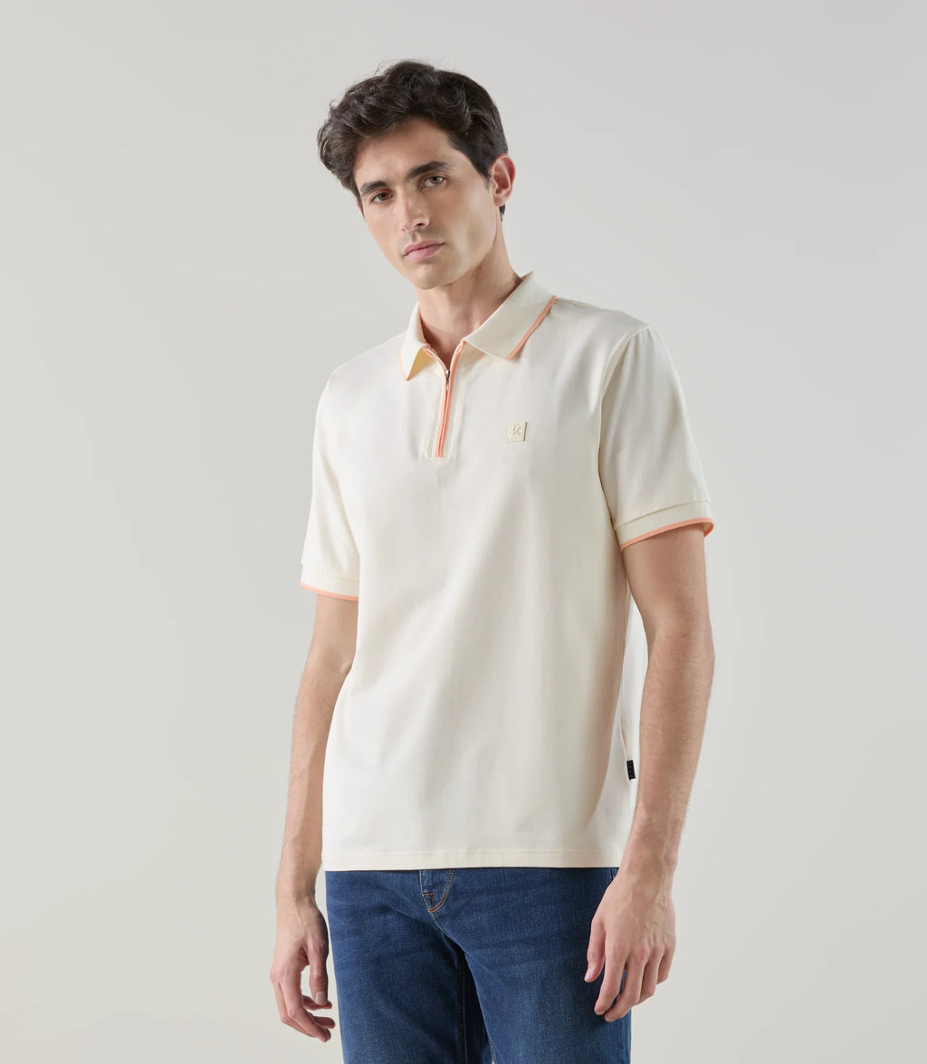 Polo col zippé orange clair - IZAC