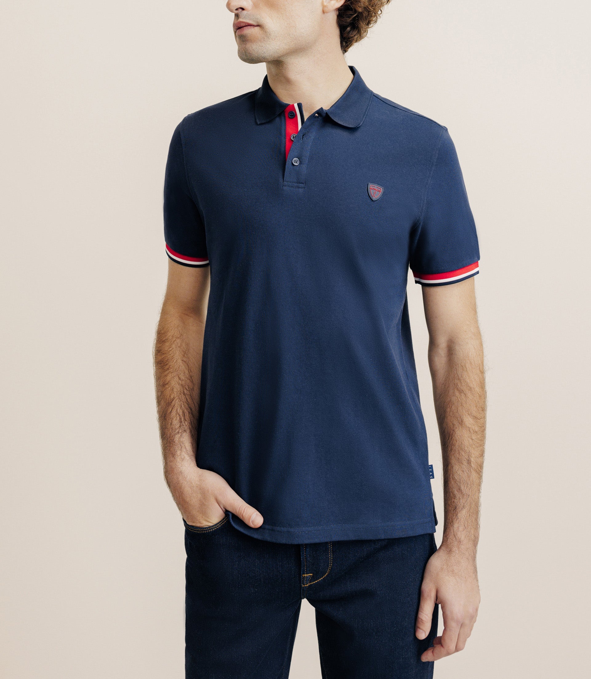 Polo à contraste marine - IZAC