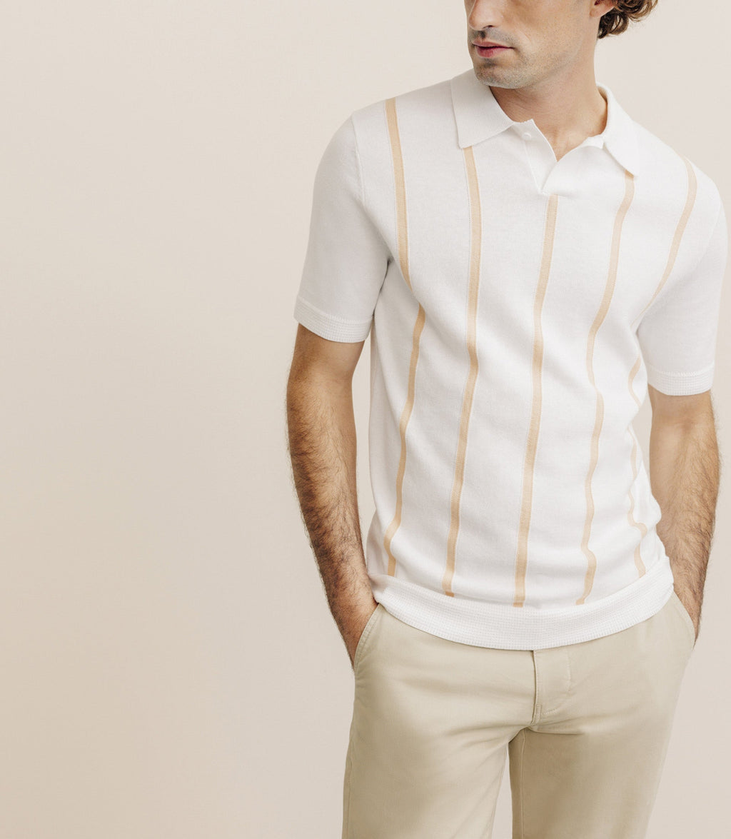 Polo en maille à rayures pêche - IZAC