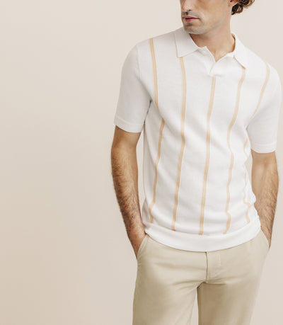 Polo en maille à rayures pêche - IZAC