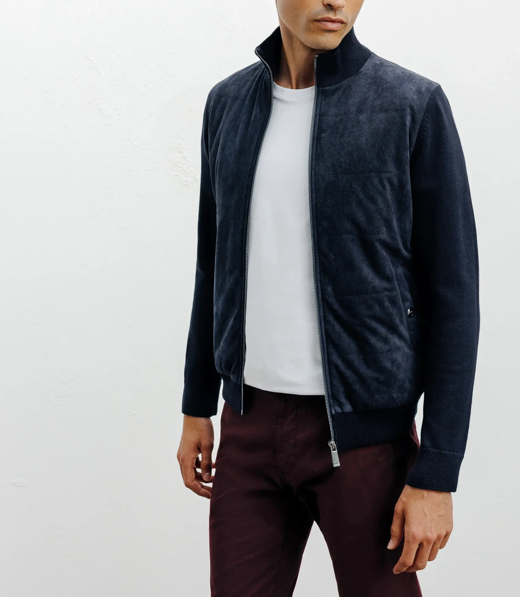 Gilet zip bi-matière marine - IZAC
