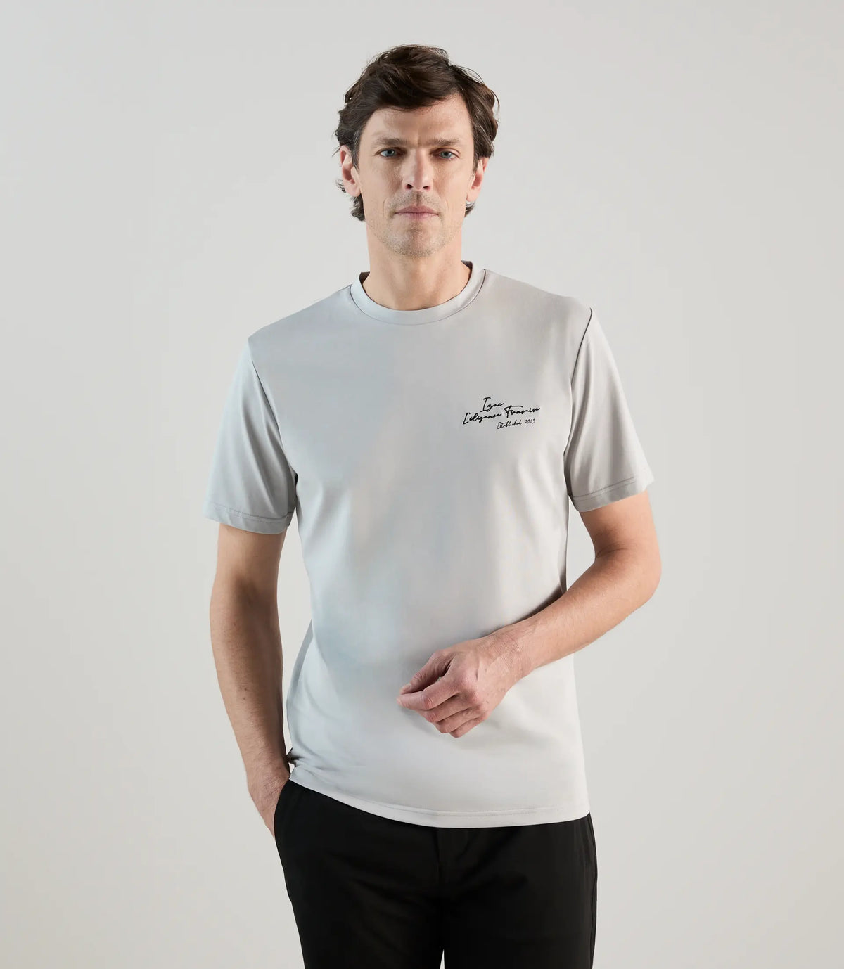 T-shirt à manches courtes gris clair - IZAC