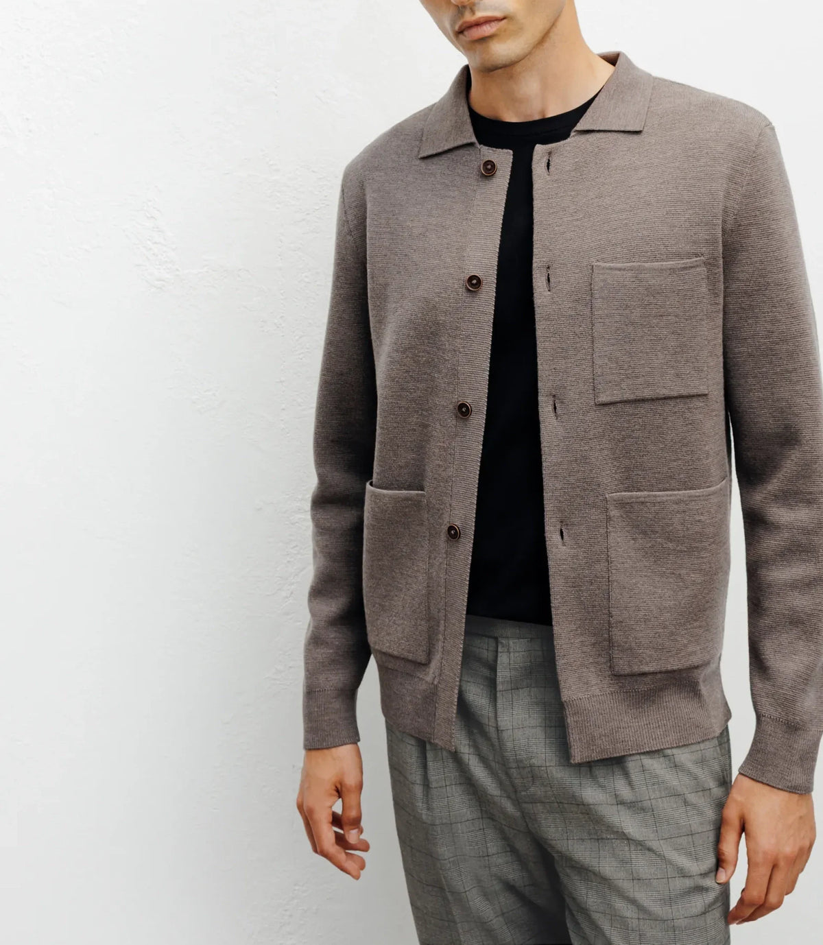 Cardigan surchemise en maille chatain - IZAC