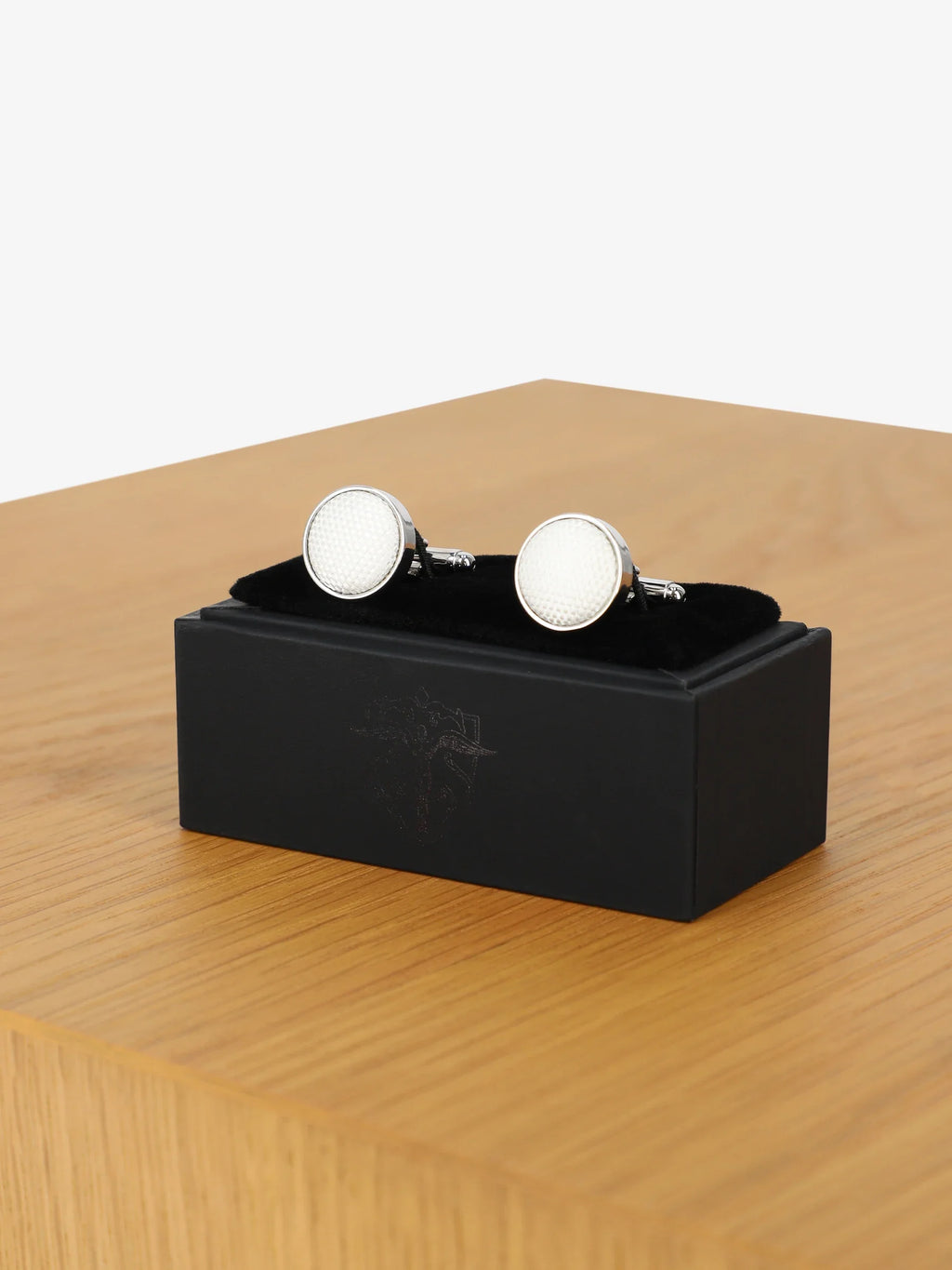 Boutons de manchettes metal et tissu blanc - IZAC