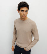 Pull col rond jeux de points beige - IZAC