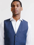 Gilet ville en laine majoritaire bleu denim - IZAC