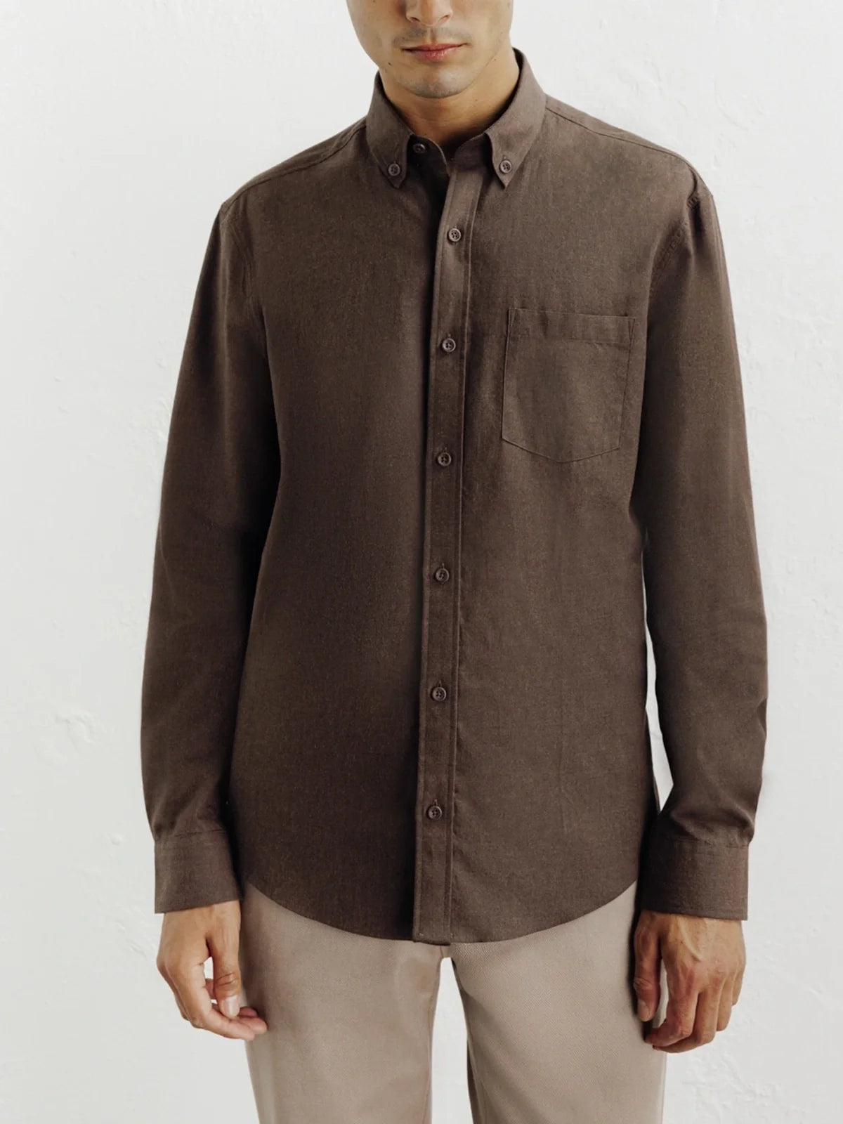 Chemise casual avec col boutonné marron - IZAC