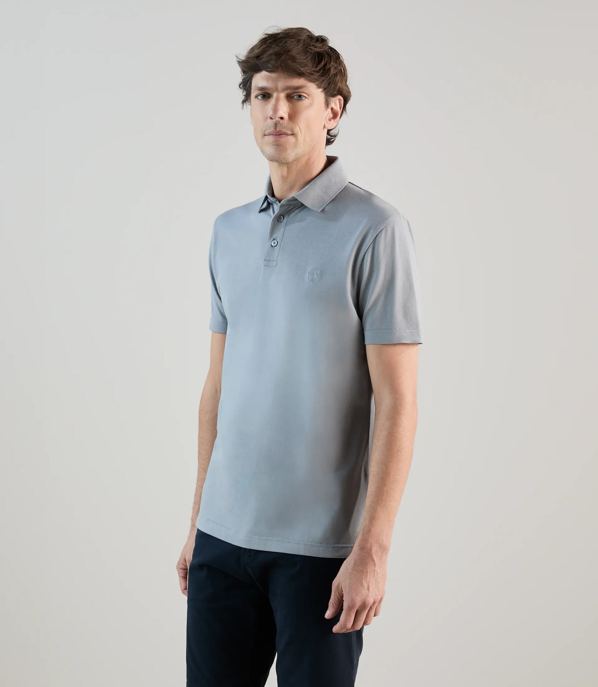 Polo piqué bleu gris clair - IZAC