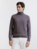 Pull en laine col roulé marron - IZAC