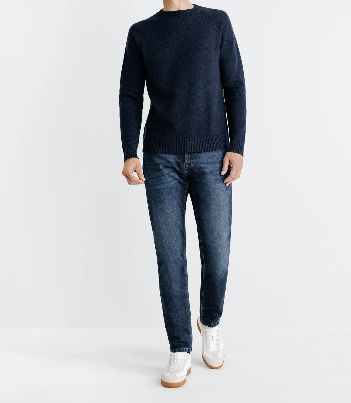 Pull lambswool col rond bleu marine - IZAC
