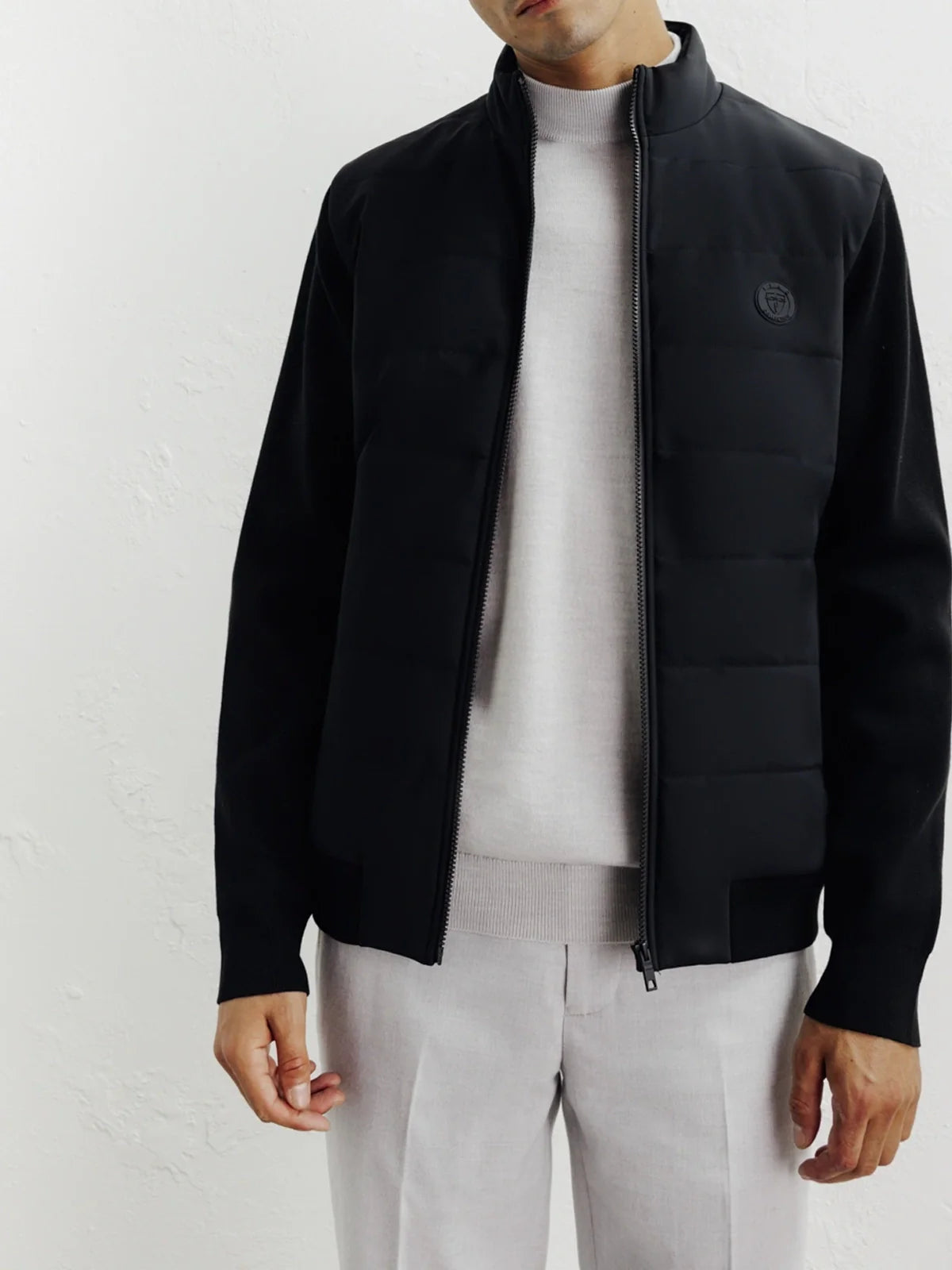Blouson bi-matière noir - IZAC