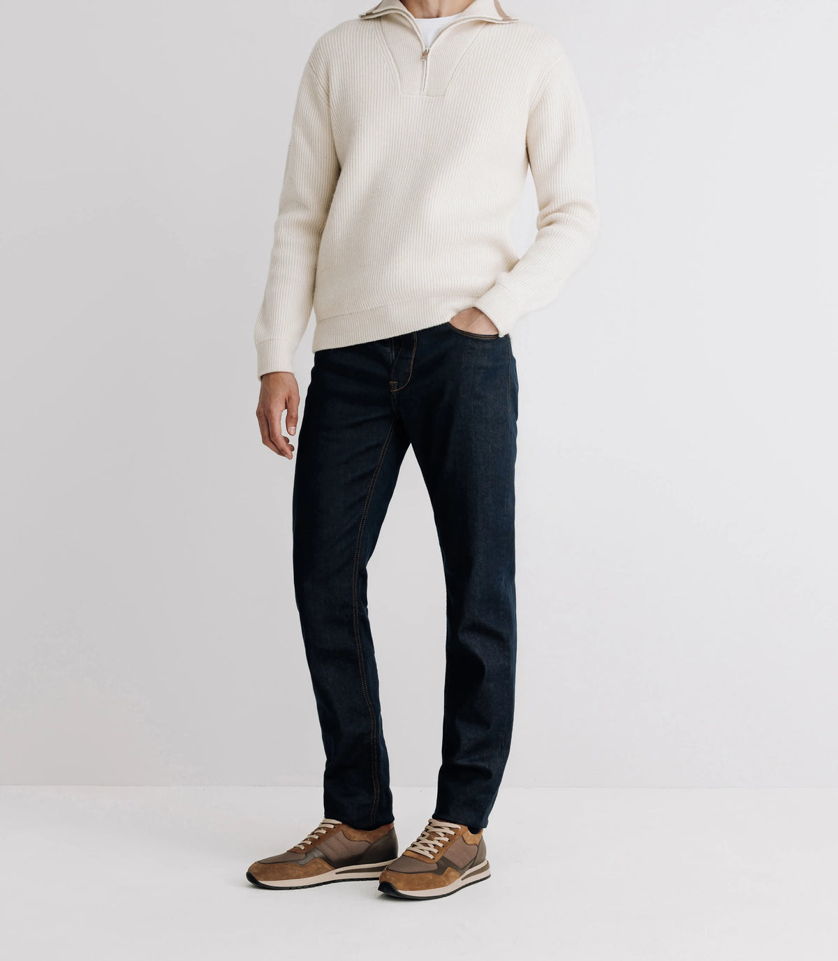 Pull lambswool col camionneur écru - IZAC