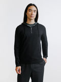 Hoodie en maille à capuche demi-zippé noir - IZAC