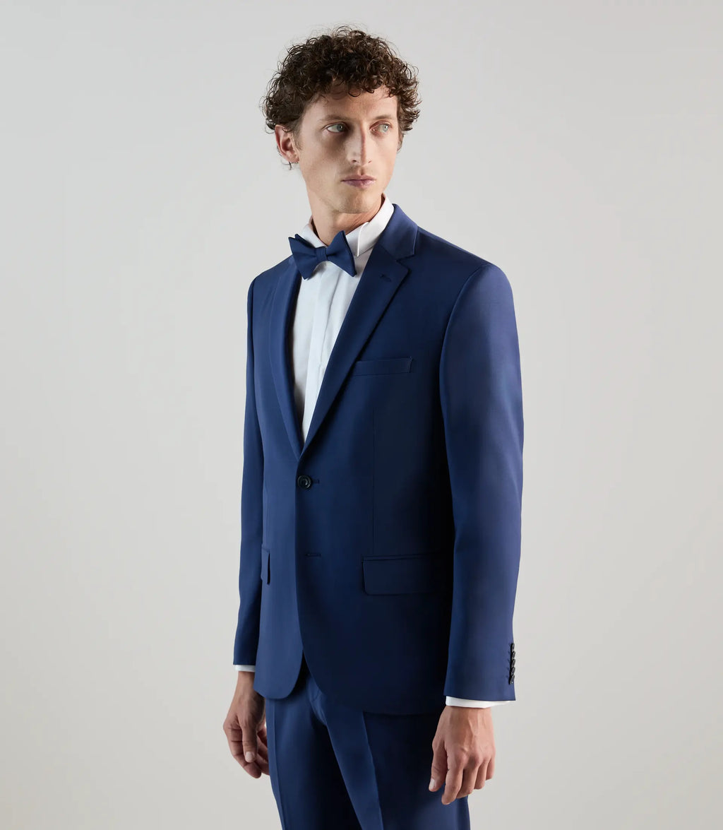 Costume 2 boutons en laine majoritaire bleu - IZAC