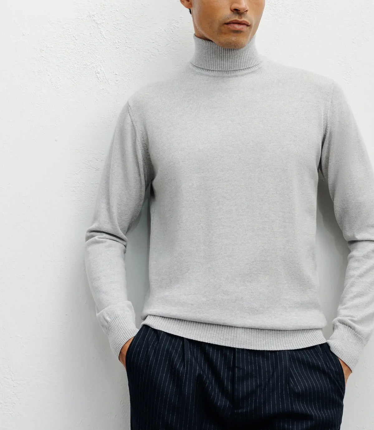 Pull col roulé gris chiné - IZAC
