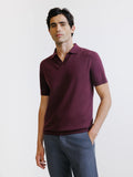 Polo col ouvert en maille bordeaux - IZAC