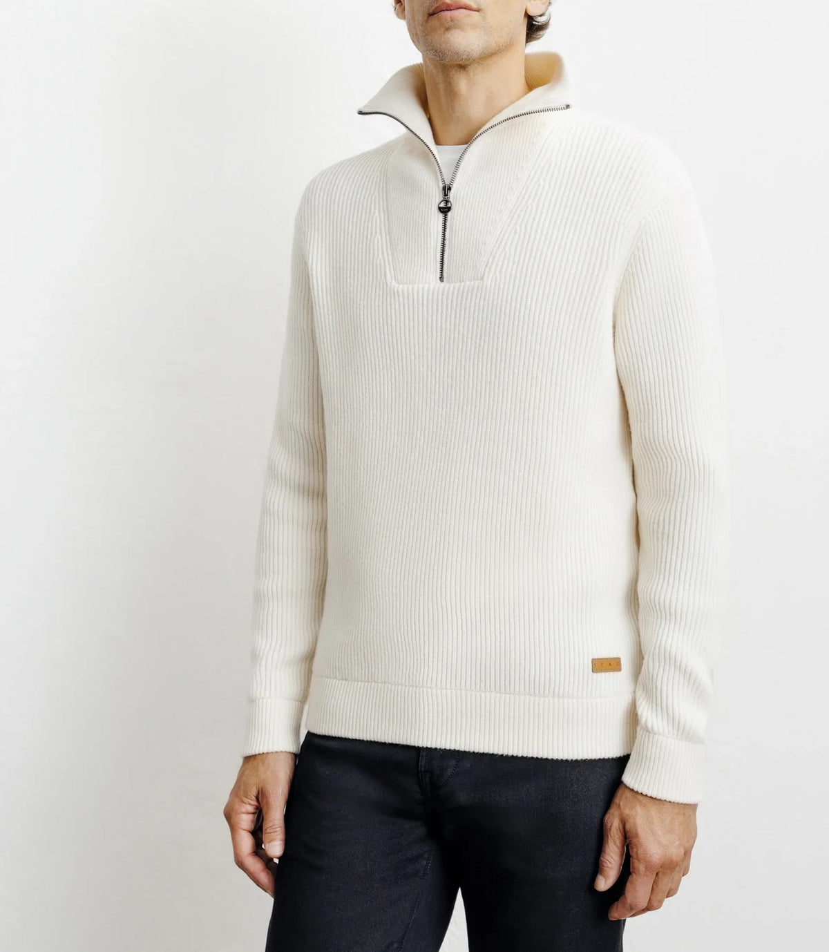 Pull en laine col camionneur écru - IZAC