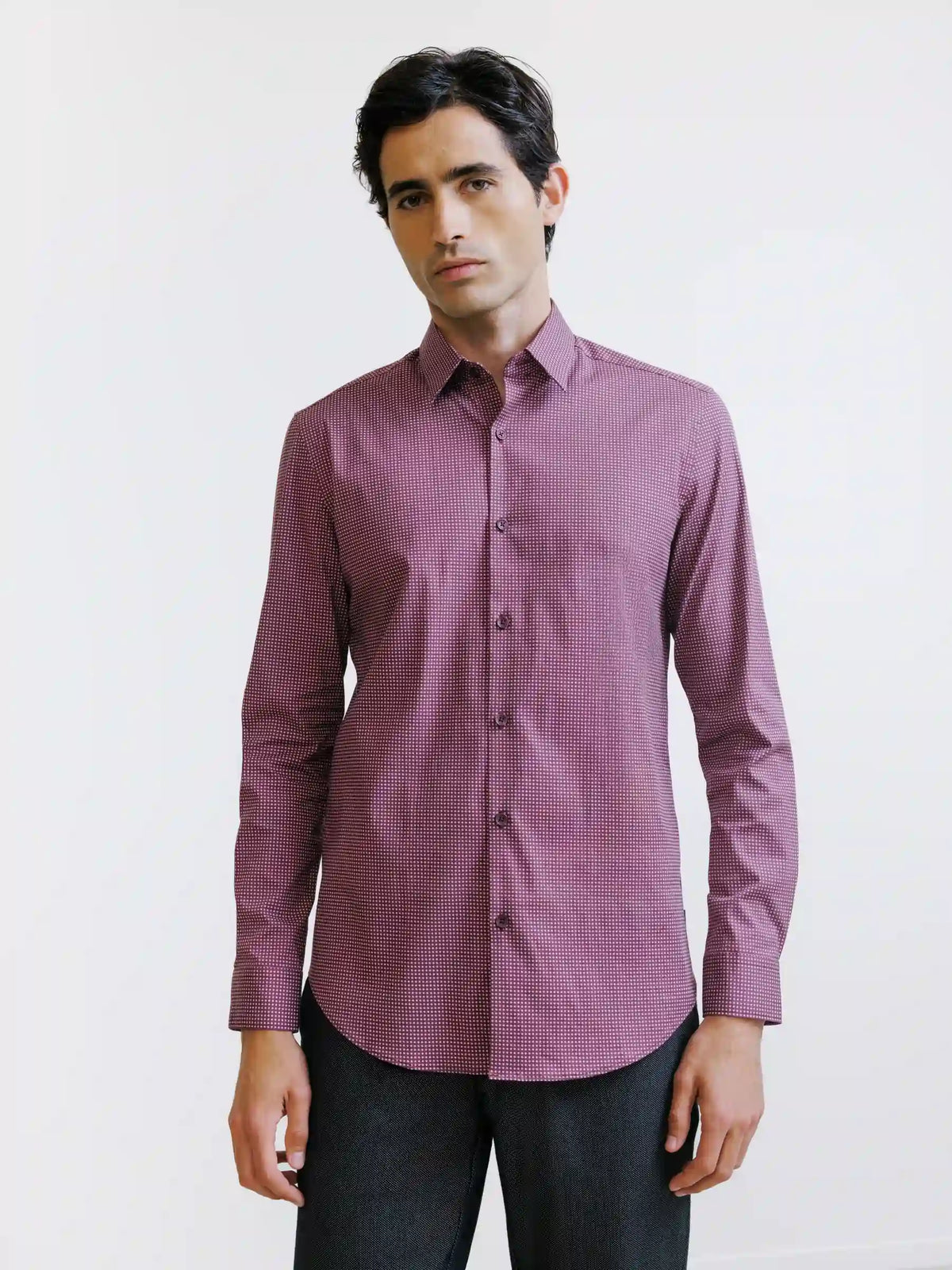 Chemise fantaisie bordeaux - IZAC