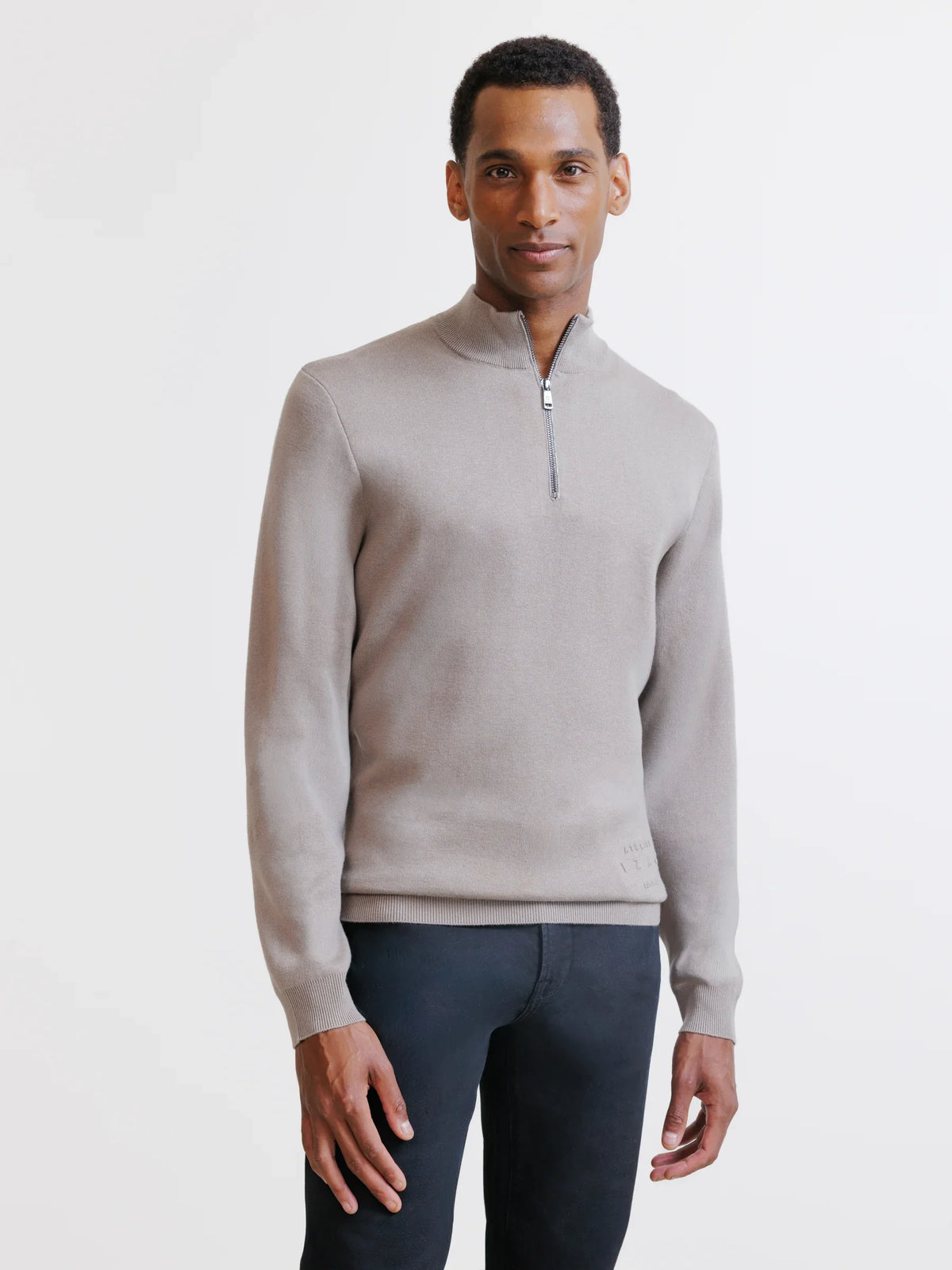 Pull à col demi-zippé taupe - IZAC