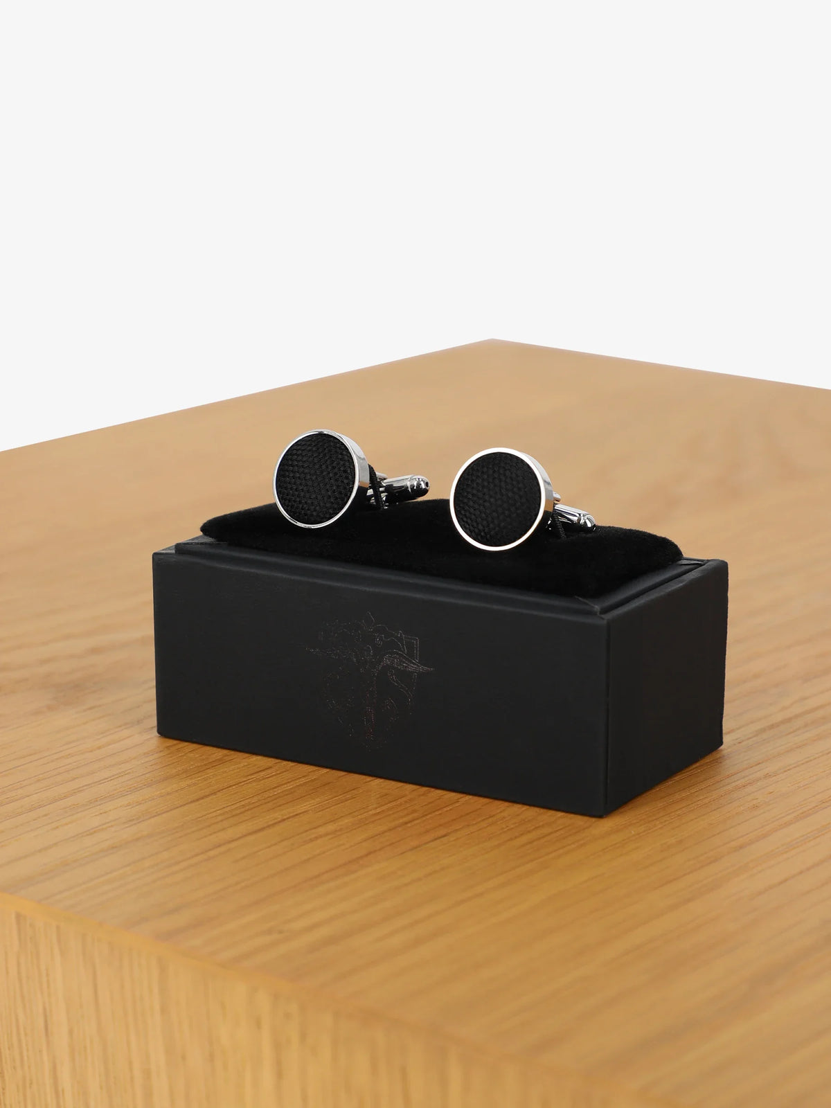 Boutons de manchette metal et tissu noir - IZAC