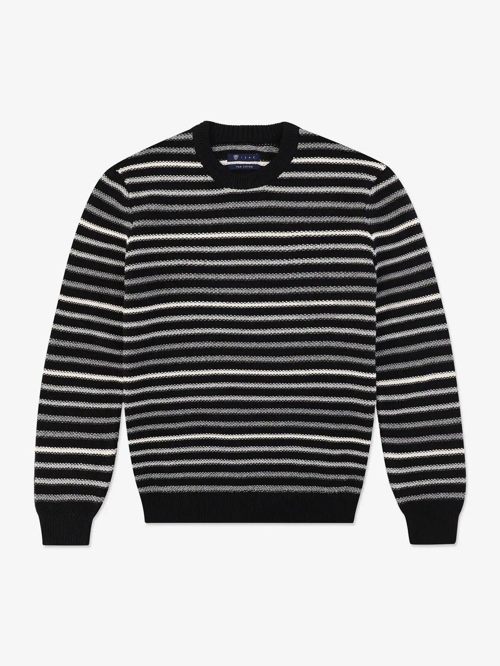 Pull col rond à rayures noir - IZAC