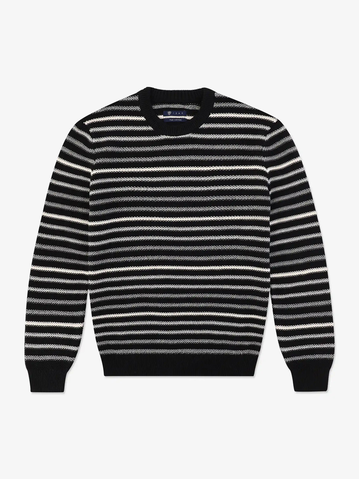 Pull col rond à rayures noir - IZAC