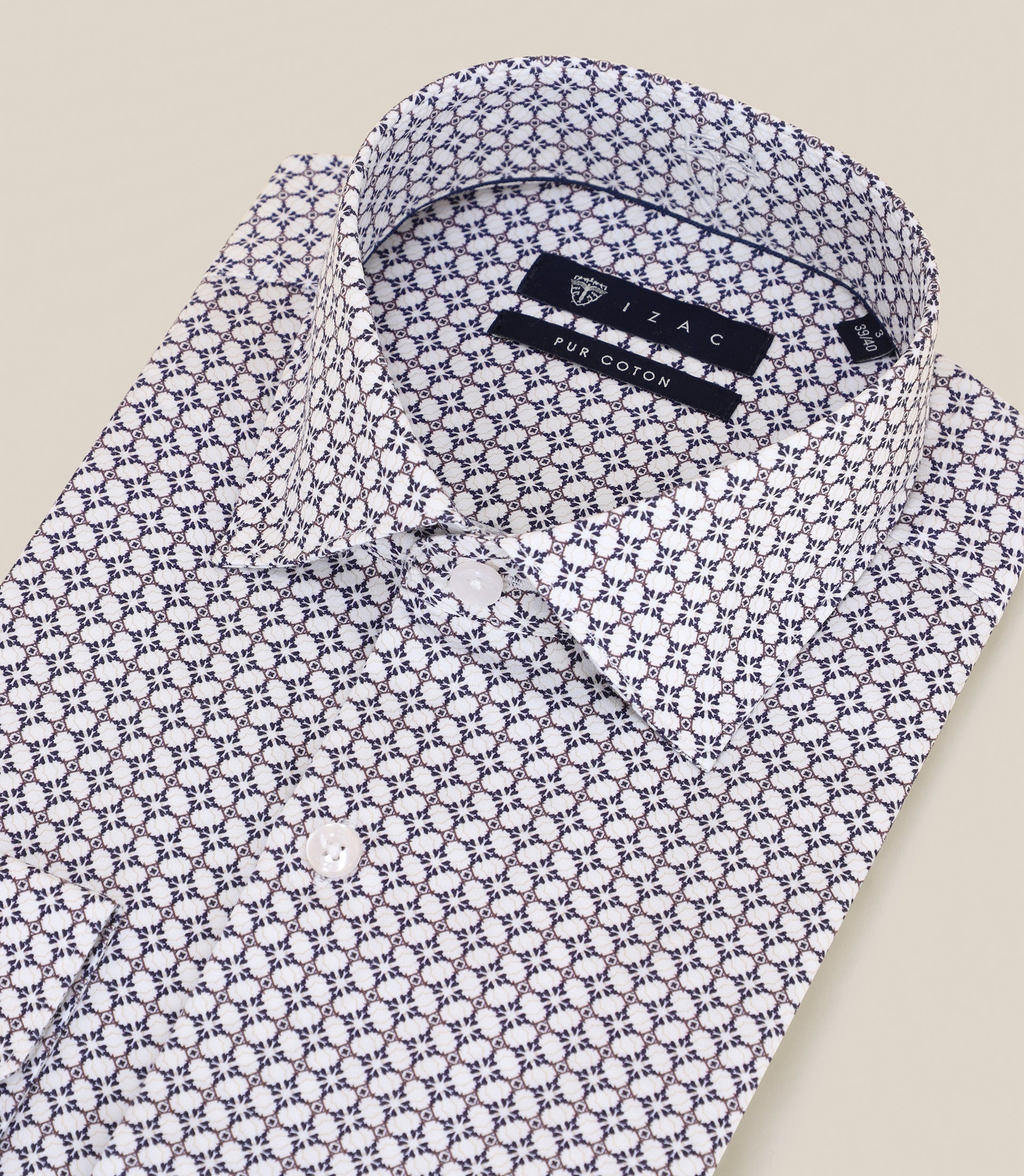 Chemise col italien regular écrue - IZAC