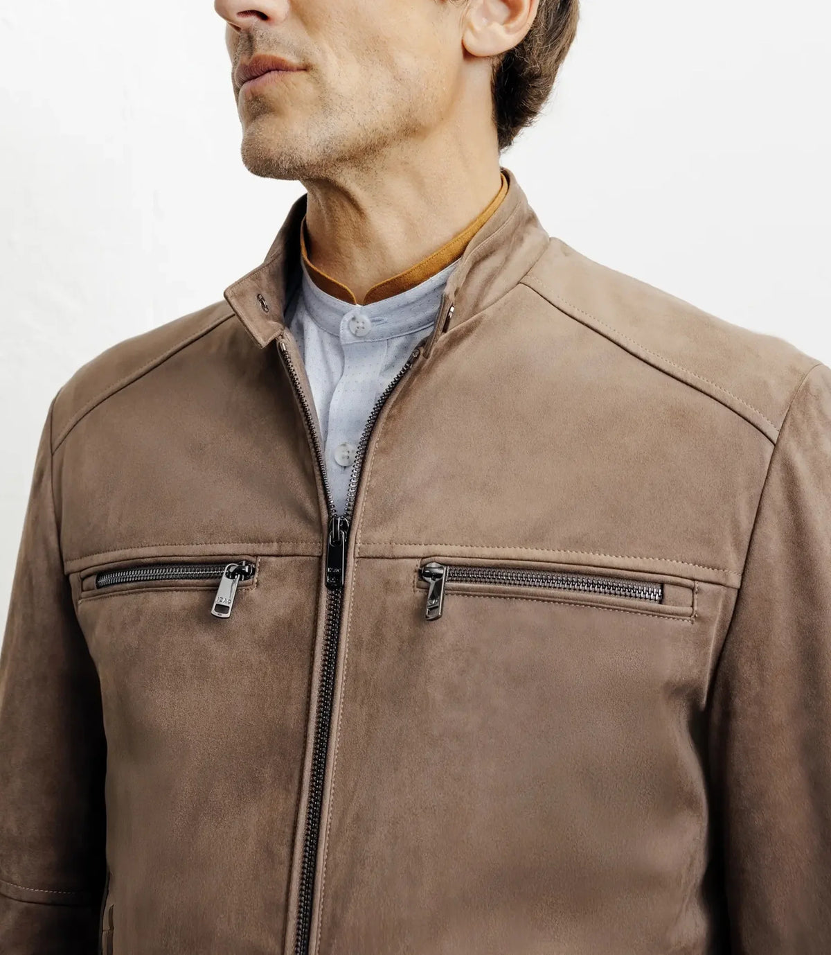 Blouson motard taupe - IZAC
