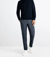 Pull en laine mérinos col rond marine - IZAC