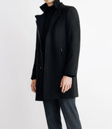 Manteau ville droit à col montant noir - IZAC
