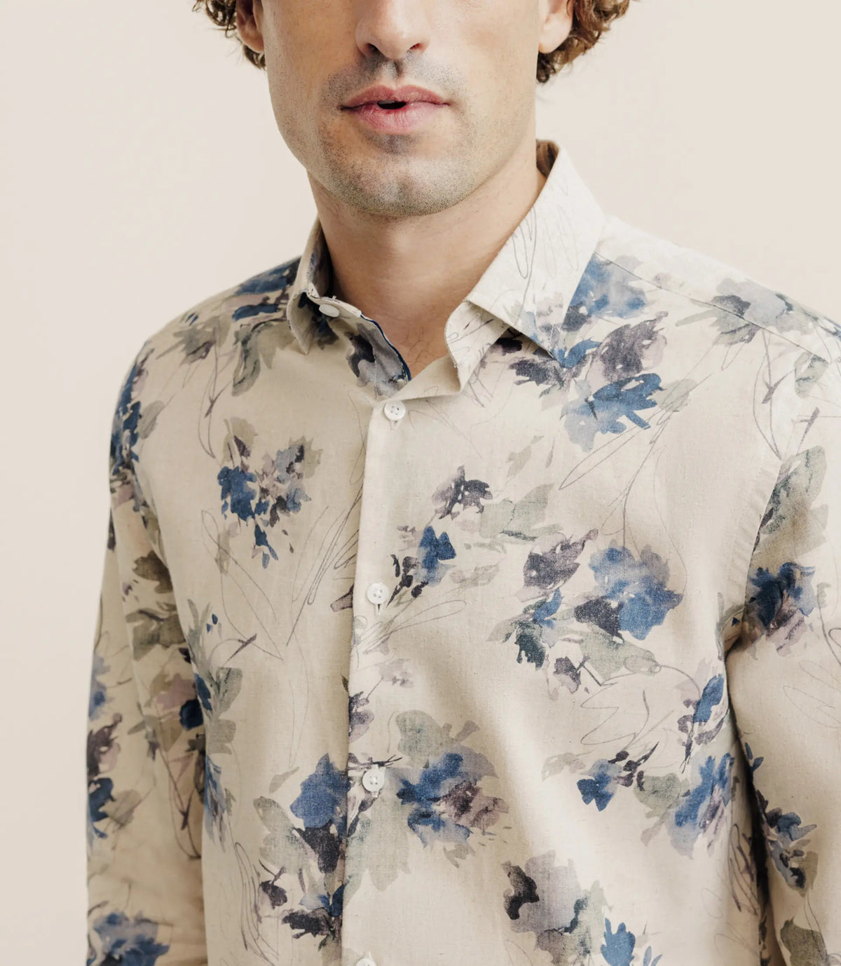 Chemise imprimée à fleurs beige - IZAC