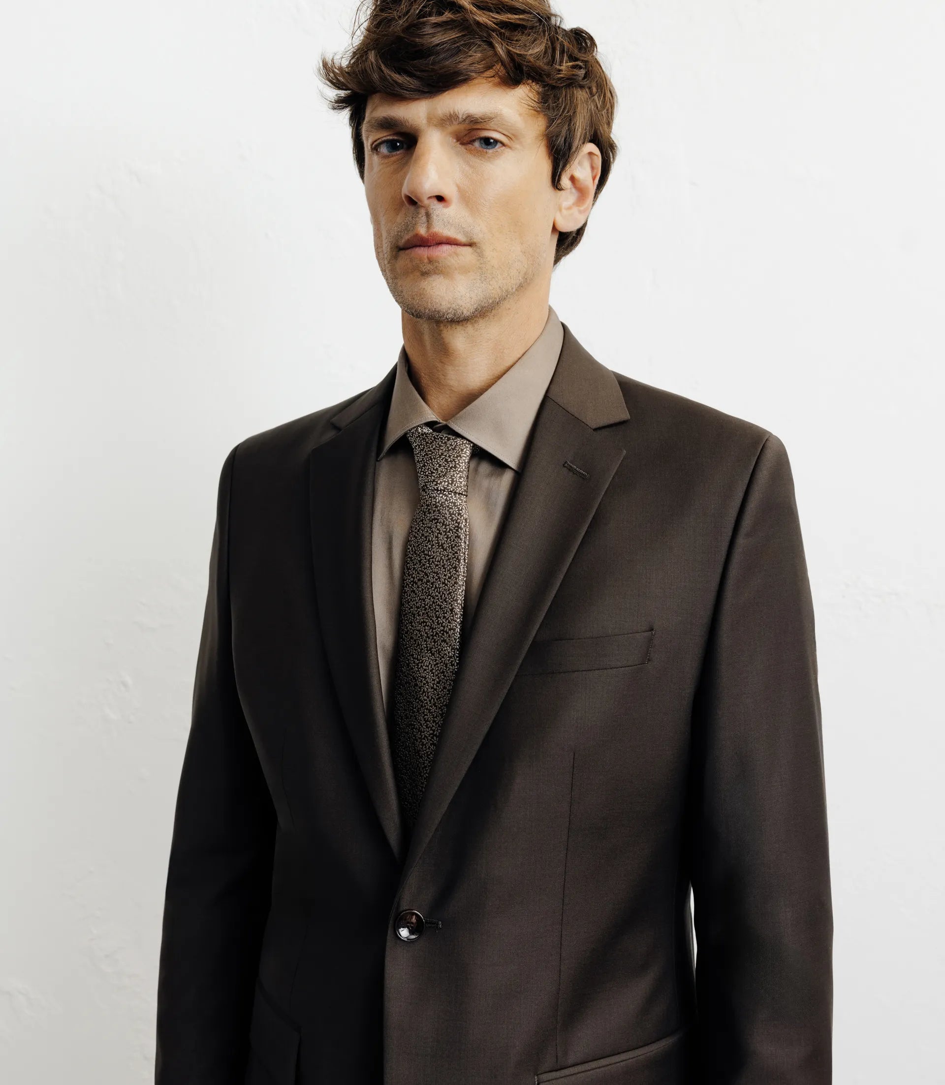 Costume 2 boutons laine majoritaire marron - IZAC