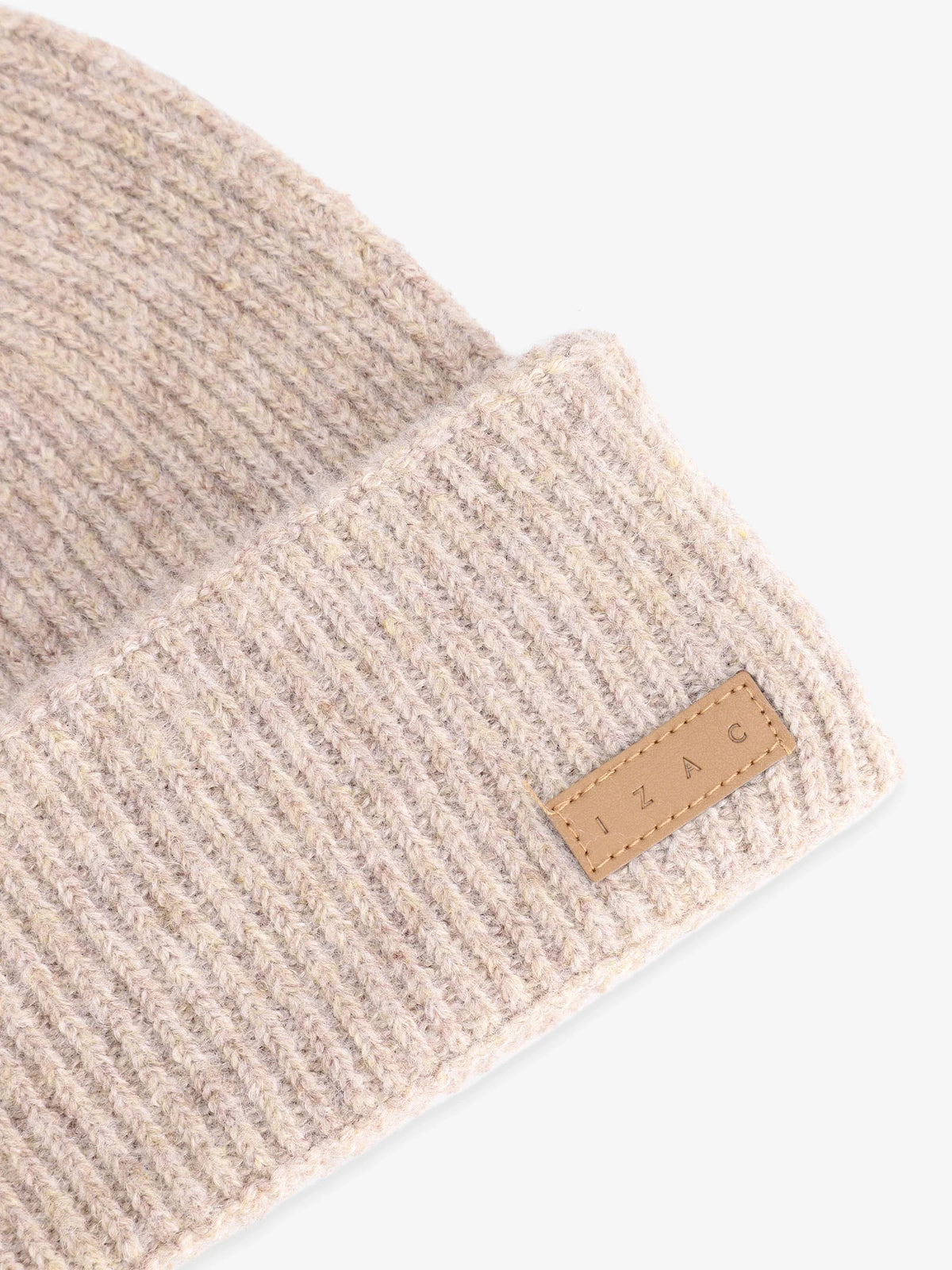 Bonnet en maille côtelée beige - IZAC