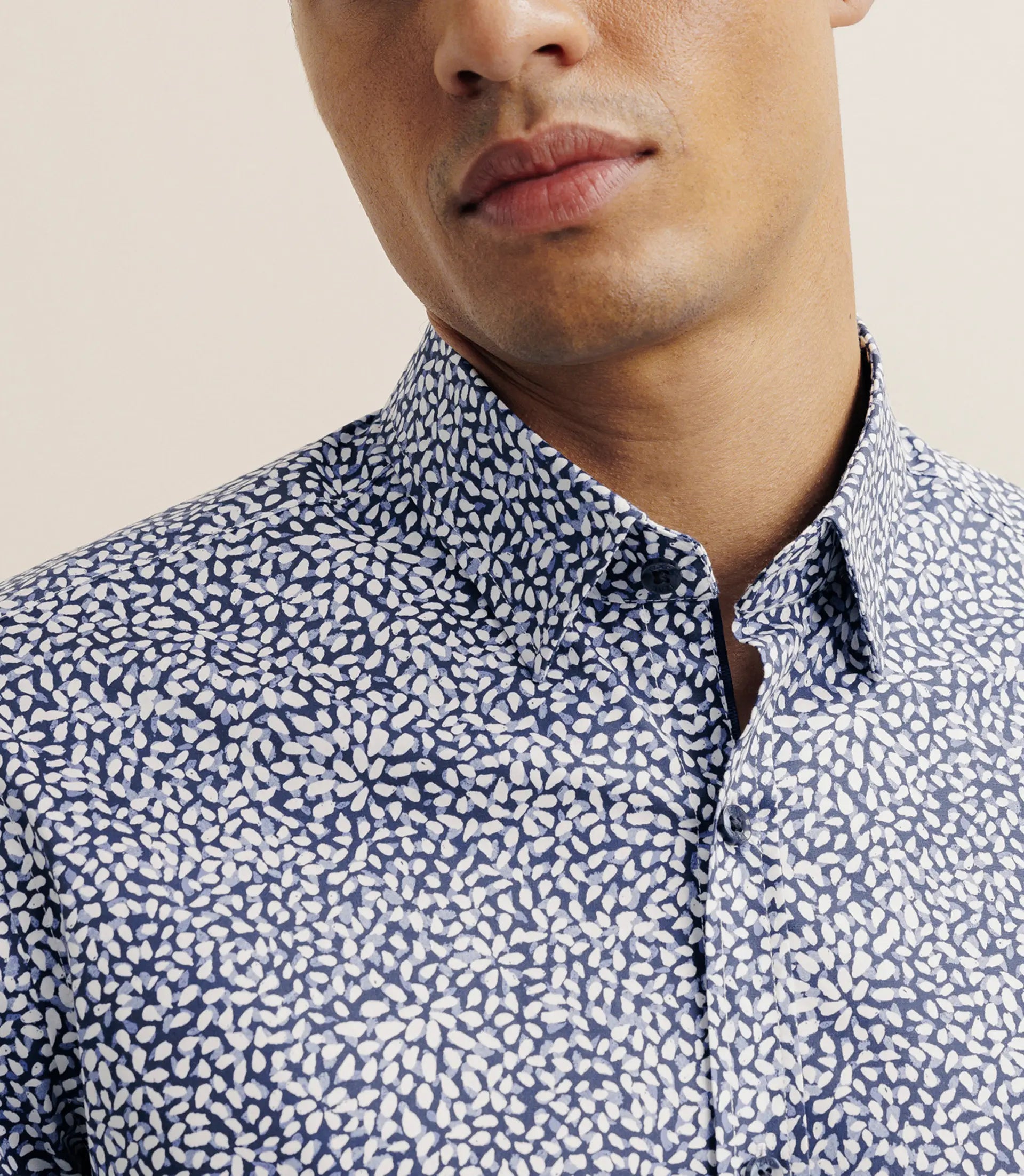 Chemise droite imprimée marine - IZAC