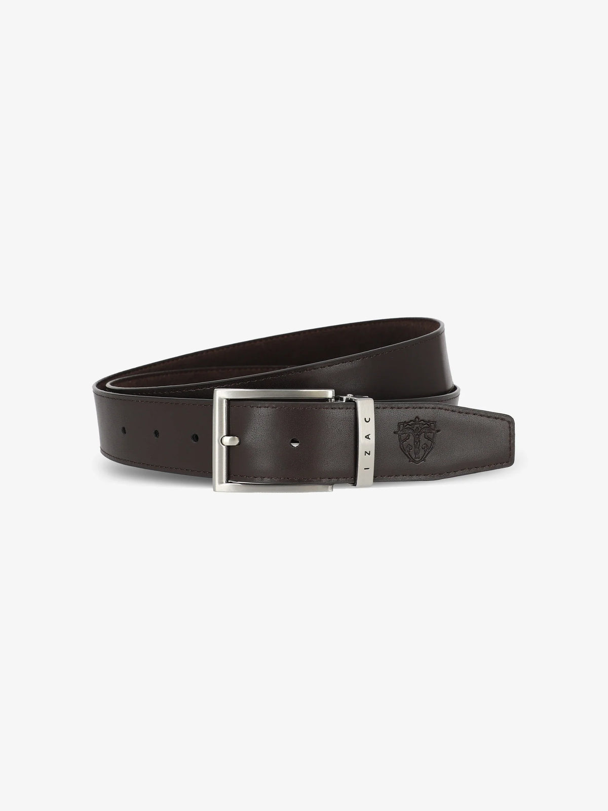 Ceinture réversible en cuir nubuck marron - IZAC