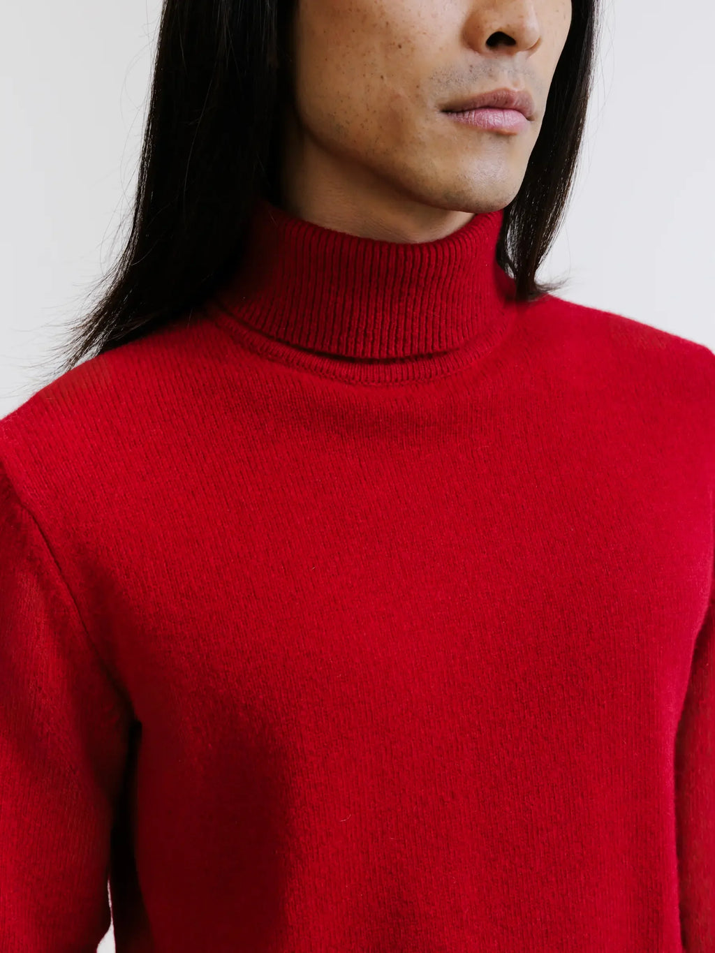 Pull en laine col roulé rouge foncé - IZAC