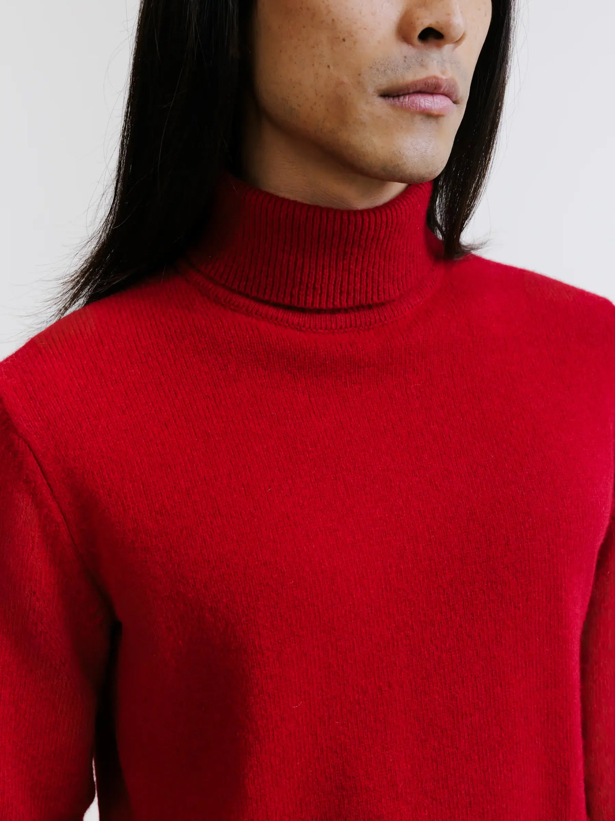 Pull en laine col roulé rouge foncé - IZAC