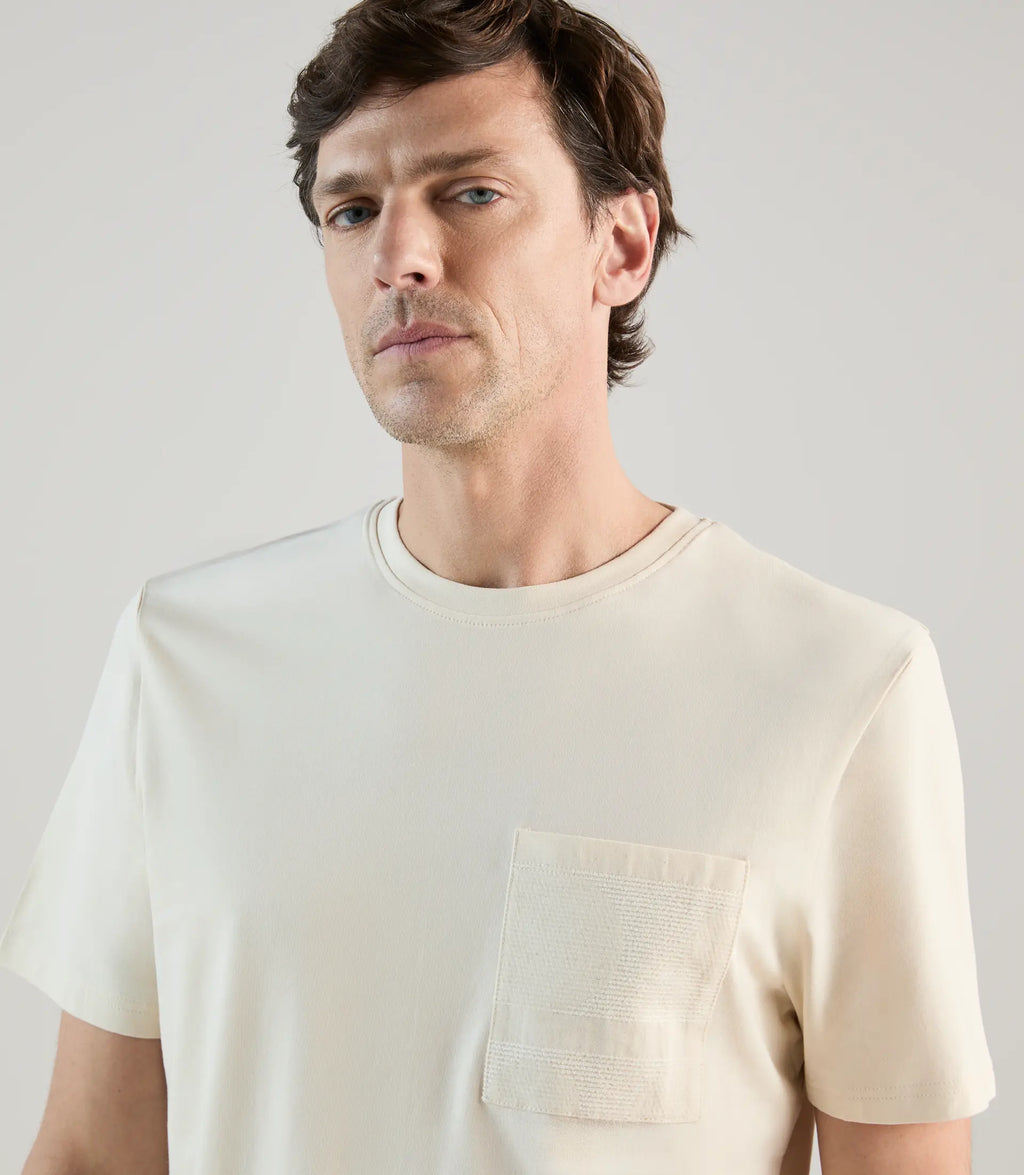 T-shirt col rond à manches courtes écru - IZAC
