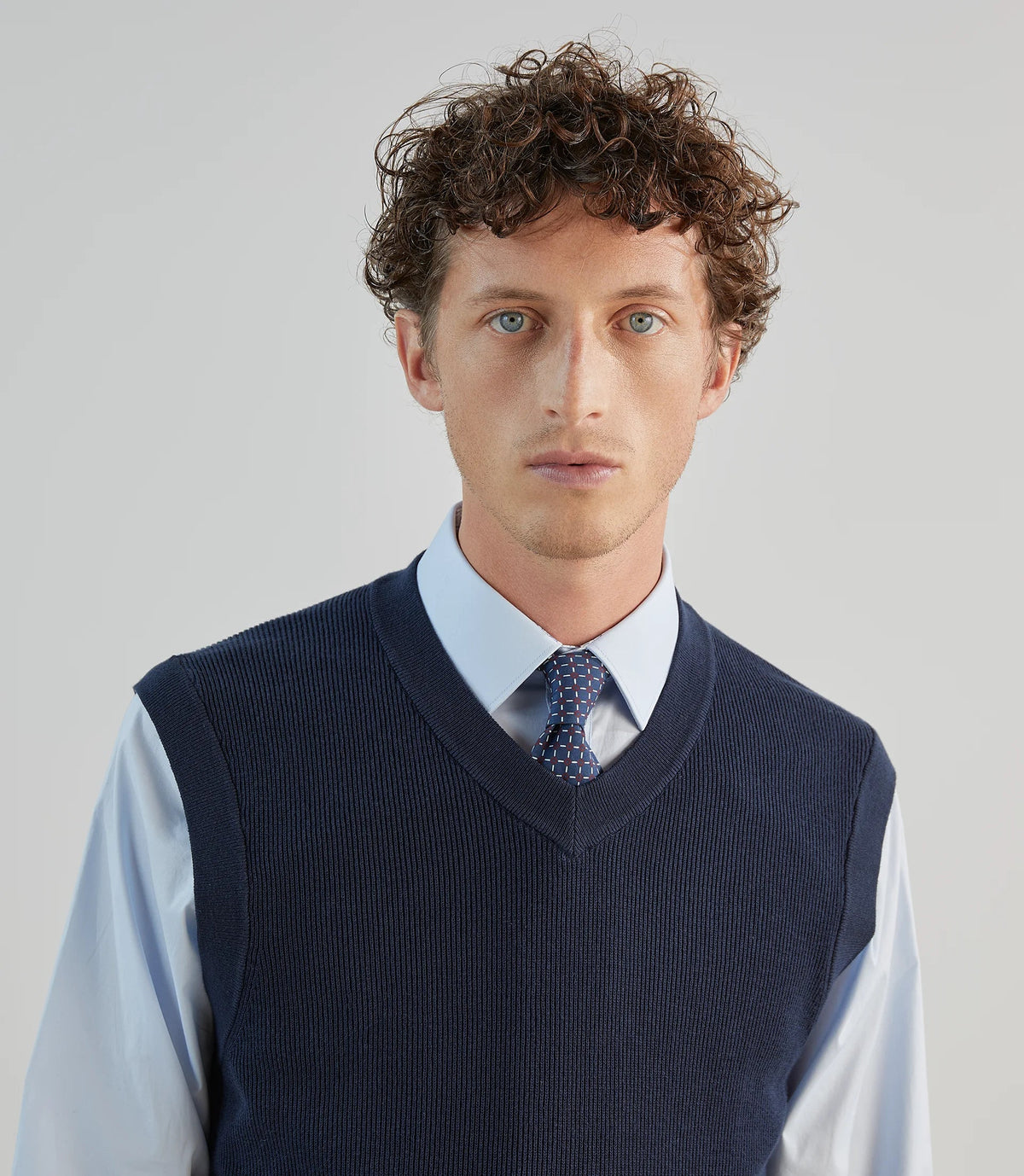 Pull sans manches en maille côtelée marine - IZAC