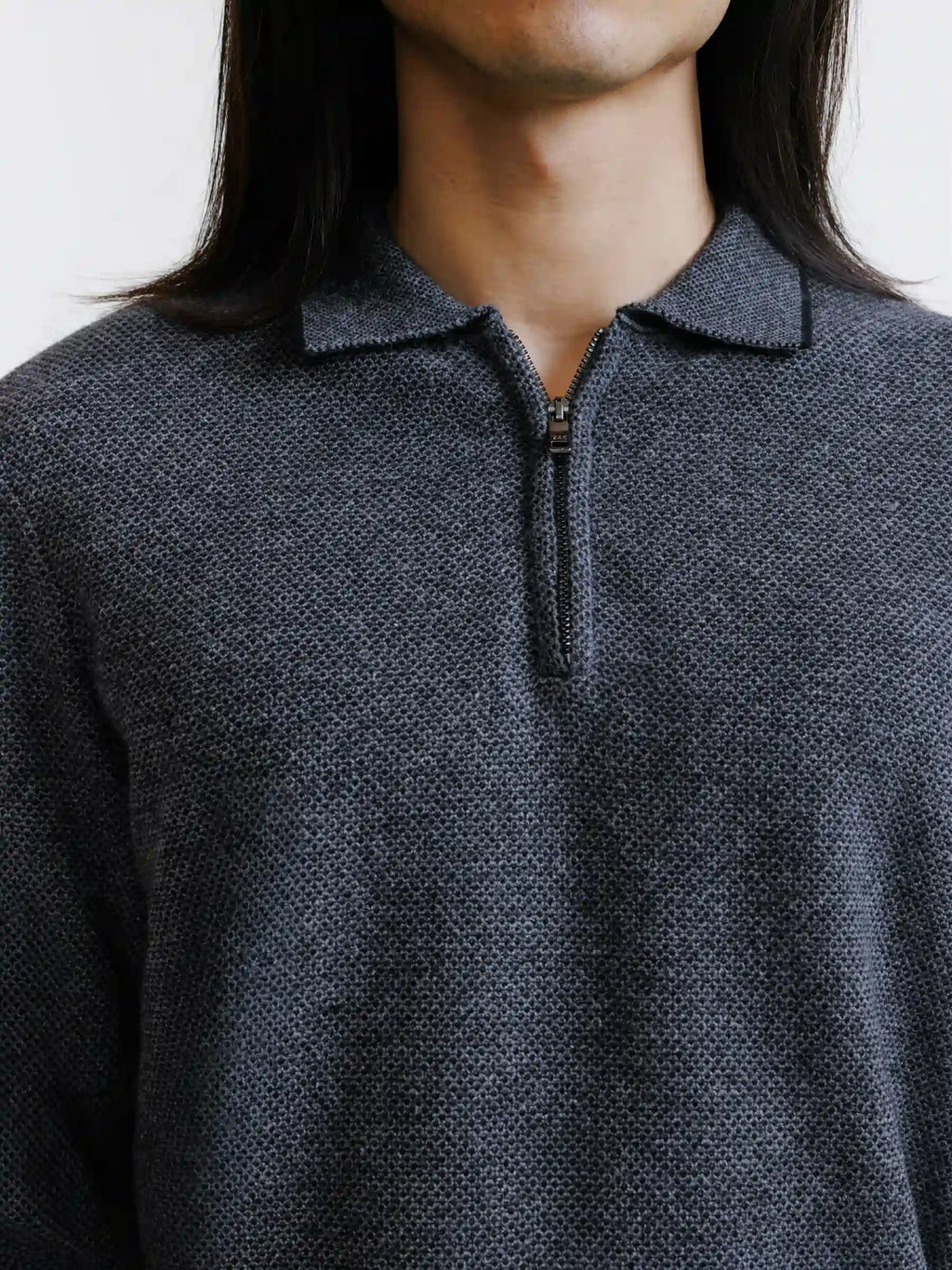 Pull col polo zippé anthracite - IZAC