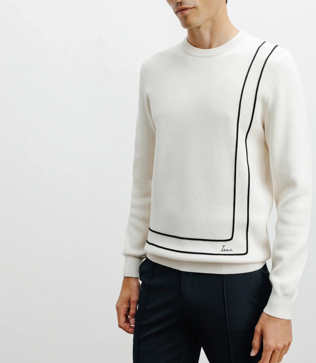 Pull col rond fantaisie écru - IZAC