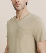 T-shirt col V avec poche kaki - IZAC
