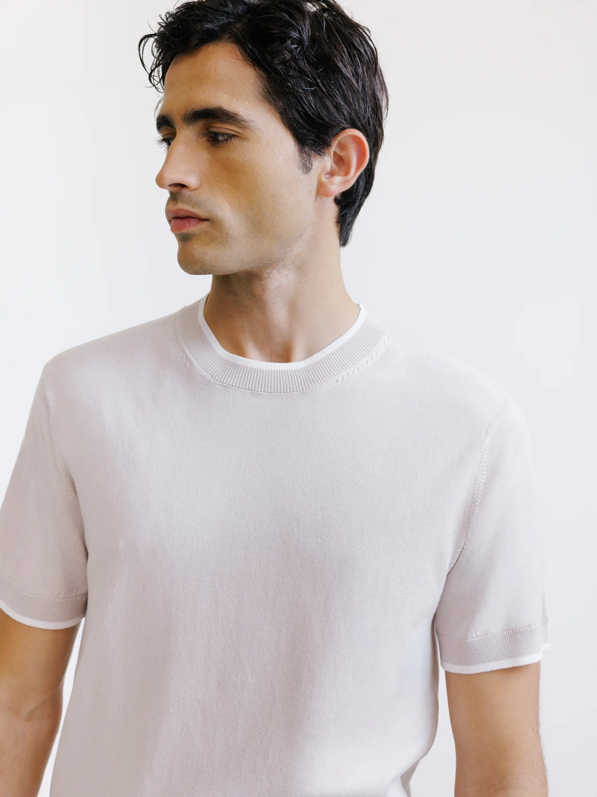T-shirt en maille beige clair - IZAC