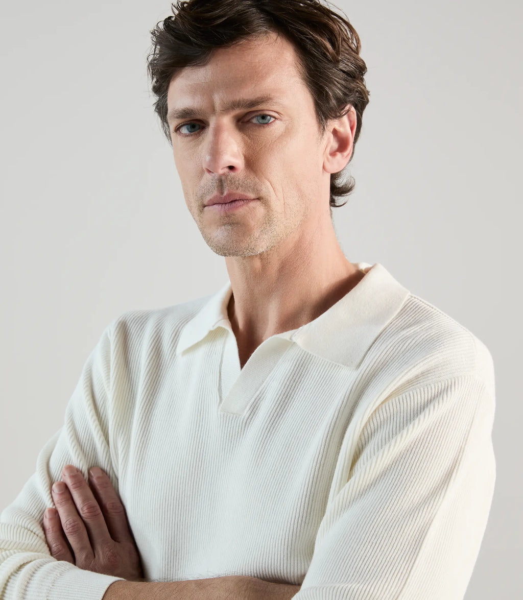 Pull col polo ecru - IZAC