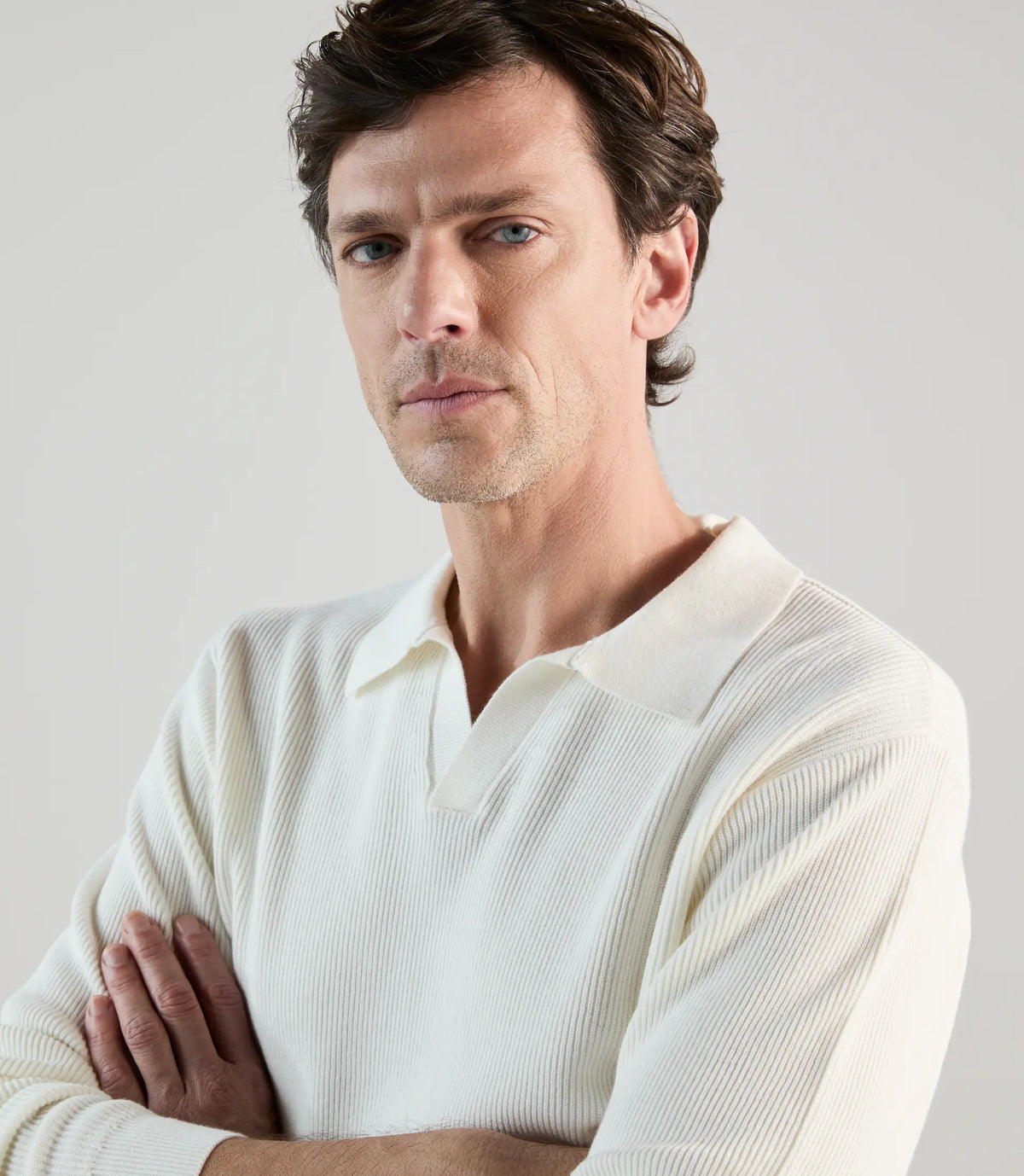 Pull col polo ecru - IZAC