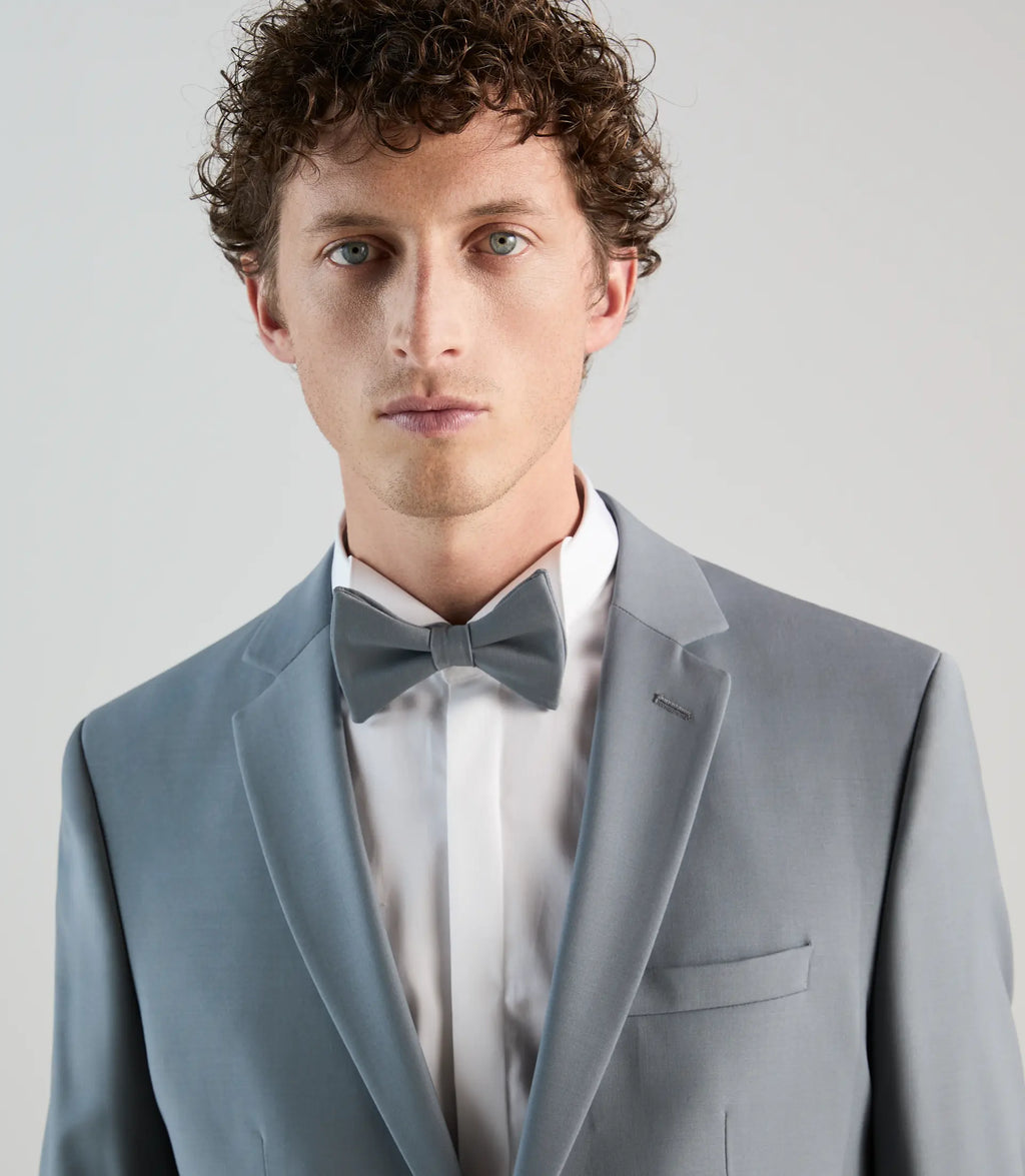 Costume 2 boutons en laine majoritaire bleu gris clair - IZAC