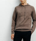 Pull à capuche en maille chatain - IZAC